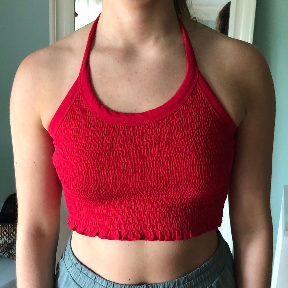 Red halter crop top